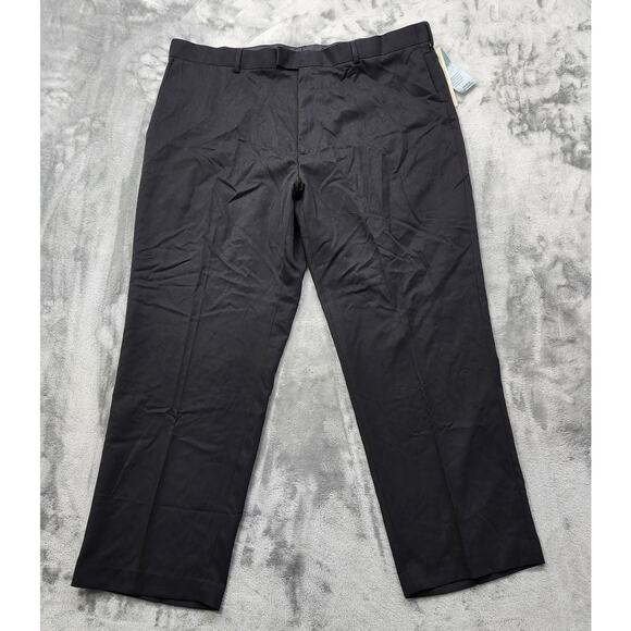 NEW Perry Ellis Portfolio Pants Mens 42/30 Black Sueded Microfiber Flat Front - Picture 1 of 14